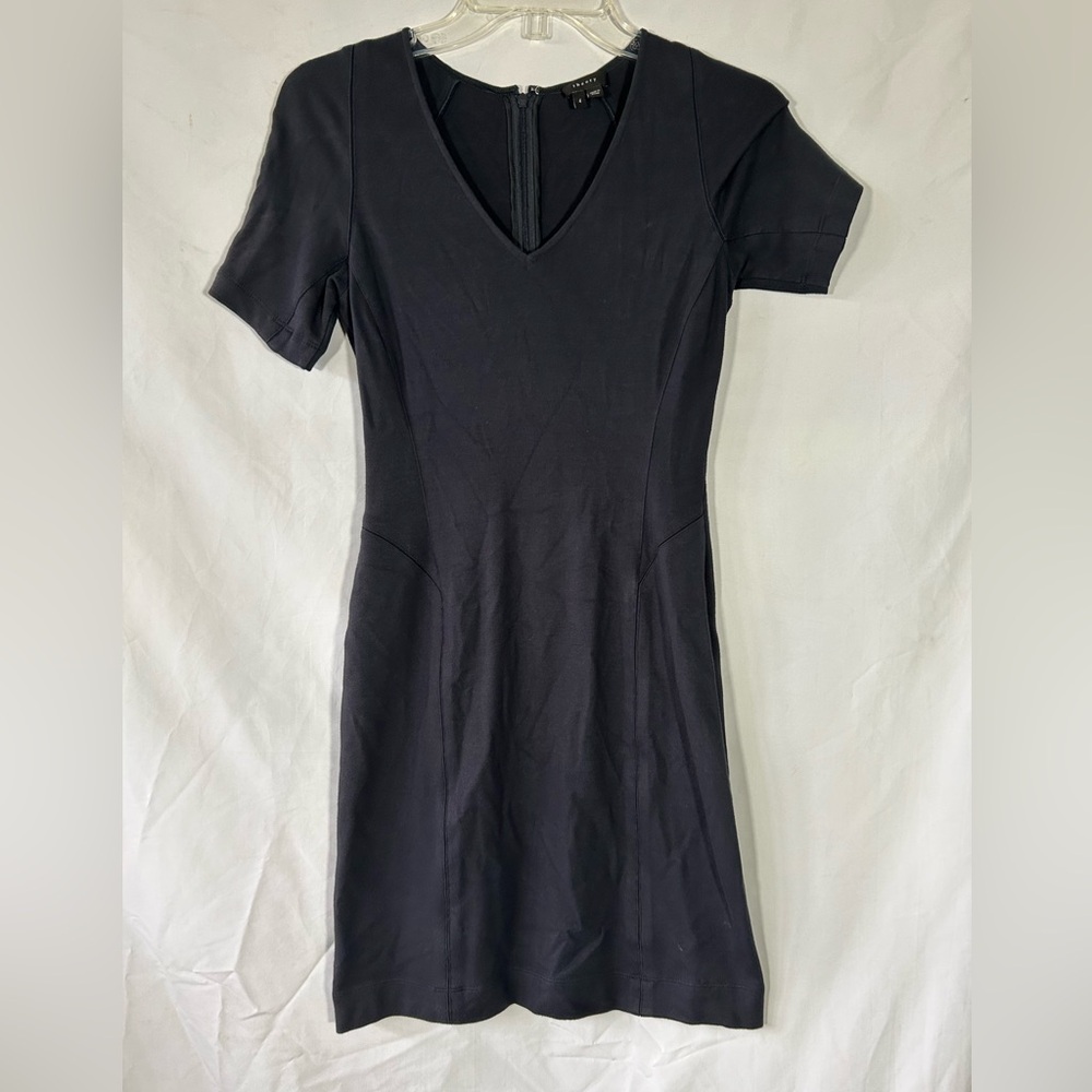THEORY ROYAL BLUE STRETCH SLIMMING SHORT SLEEVES SEXY MINI DRESS WOMENS 4